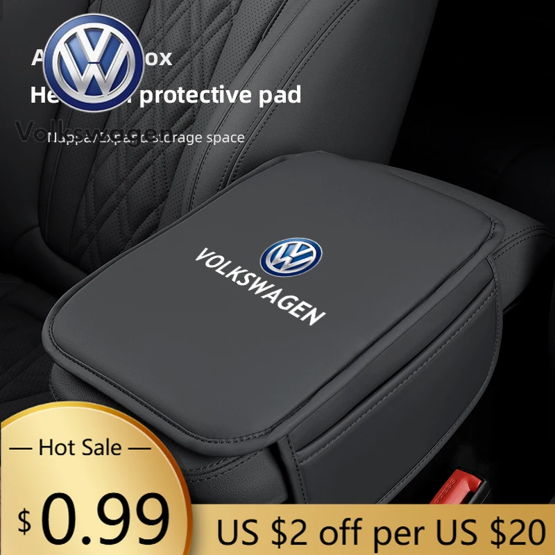 

For VOLKSWAGEN VW Car Armrest Mat Center Console Leather Protection Cushion For Volkswagen T-ROC GTI R Tiguan Arteon Scirocco La