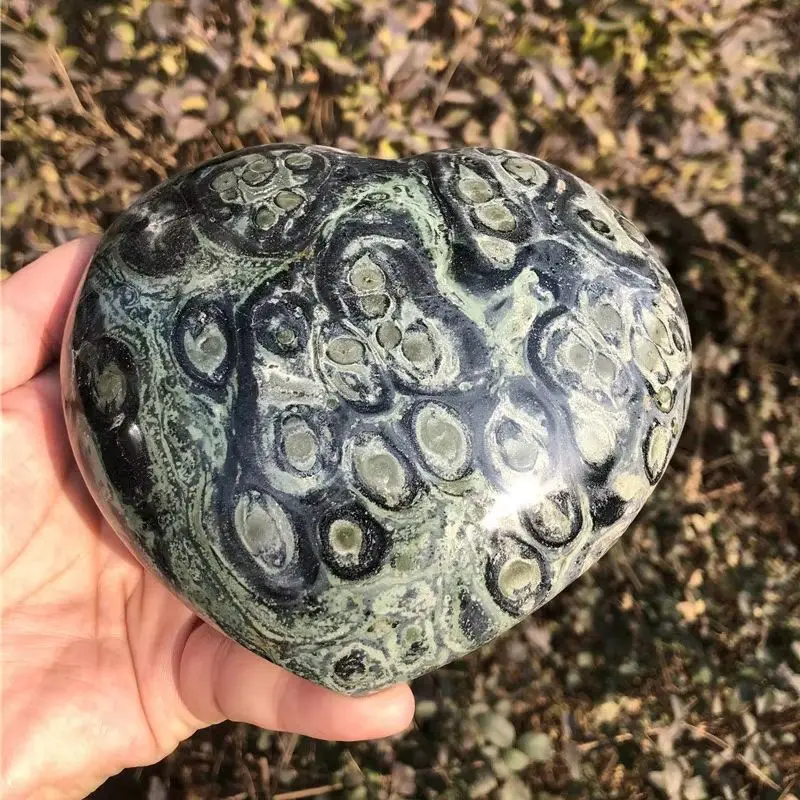 1090g natural ocean jasper peacock's eye quartz crystal heart healing for gift