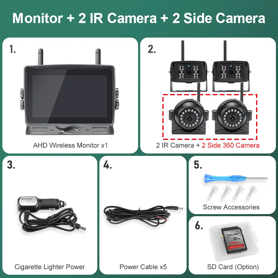 GreenYi 7'' AHD Digital Wireless Touch Screen DVR Rekord IR Nachtsicht Reverse Backup Kamera 4CH WiFi Monitor Für Lkw/anhänger/Bus/RV 3