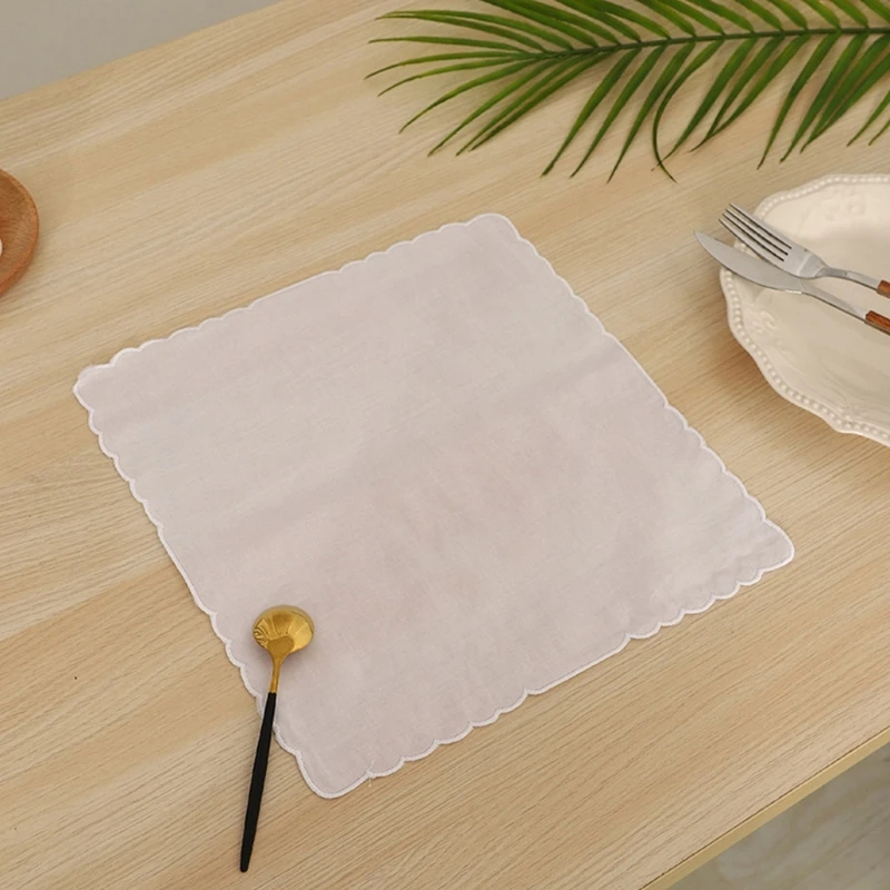 Khăn tay cotton nữ mềm mại và thanh lịch ren trắng Hankies để thêu DIY DXAA