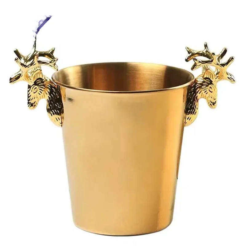 Wholesale hotel catering dining ice bucket wares nightclub buffet wine cold buckets gold stainless steel beer ice bucket metal