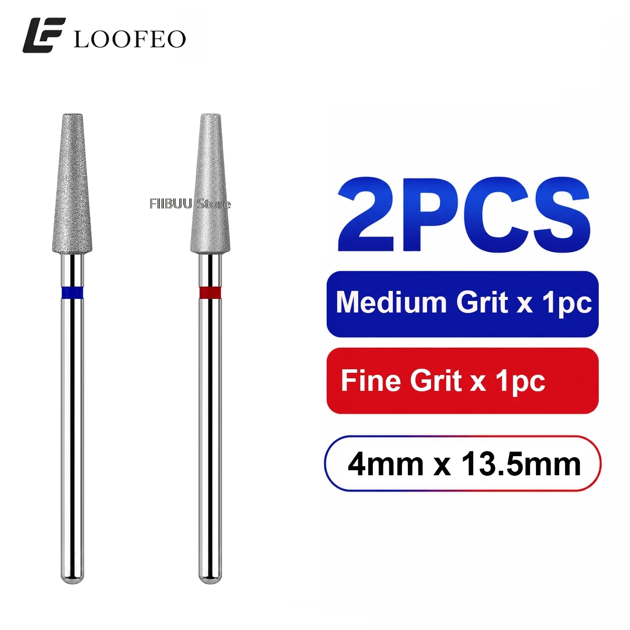 2pcs Diamond Nail Drill Bit Set 3/32 Inch E-File Bits Nail File Medium Fine Milling Cutter for Manicure Cuticle Burrs Cleaning