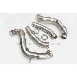 KUNGFU PERFORMANCE High Quality SS304 C63 Downpipe For M177 W205 AMG C63S 2015-2020 Exhaust Kit