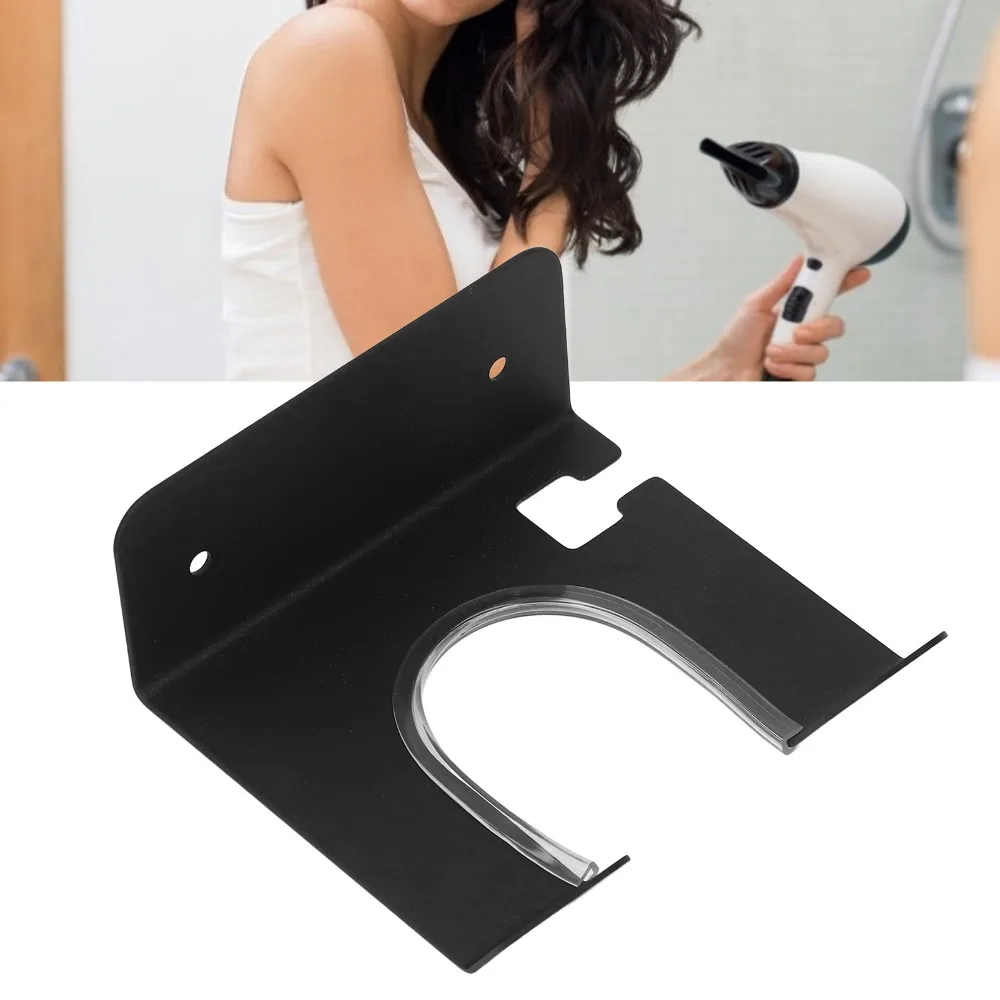 Soporte de Pared para Secador de Pelo de Acero al Carbono, Resistente, en Blanco y Negro, para el Cuidado del Cabello