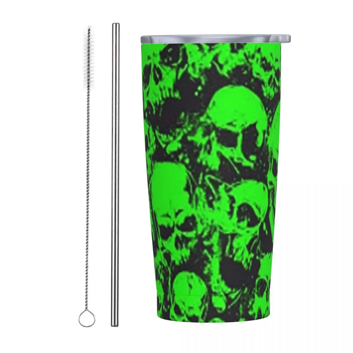 Ghost Skull Print Luminous Horror Night Halloween Stainless Steel Tumbler Vacuum Insulated Mugs Thermal Cold Cups Straw With Lid