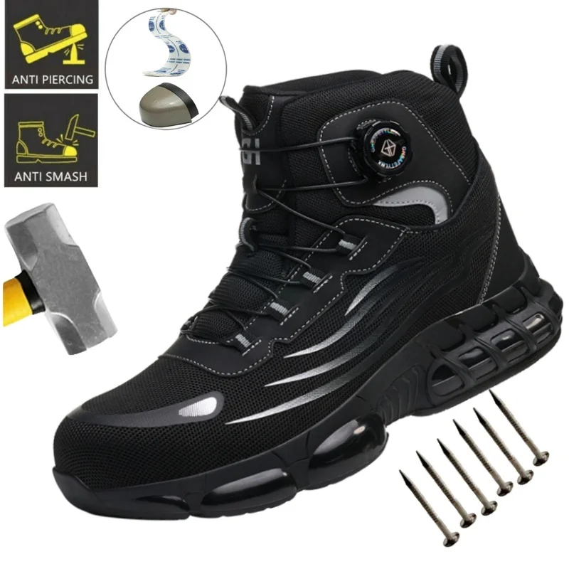 

Fashion Safety Shoes Work Shoes Steel Toe Men Puncture-protective Work Botas Anti-smash Protect Indestructible Safety Boots