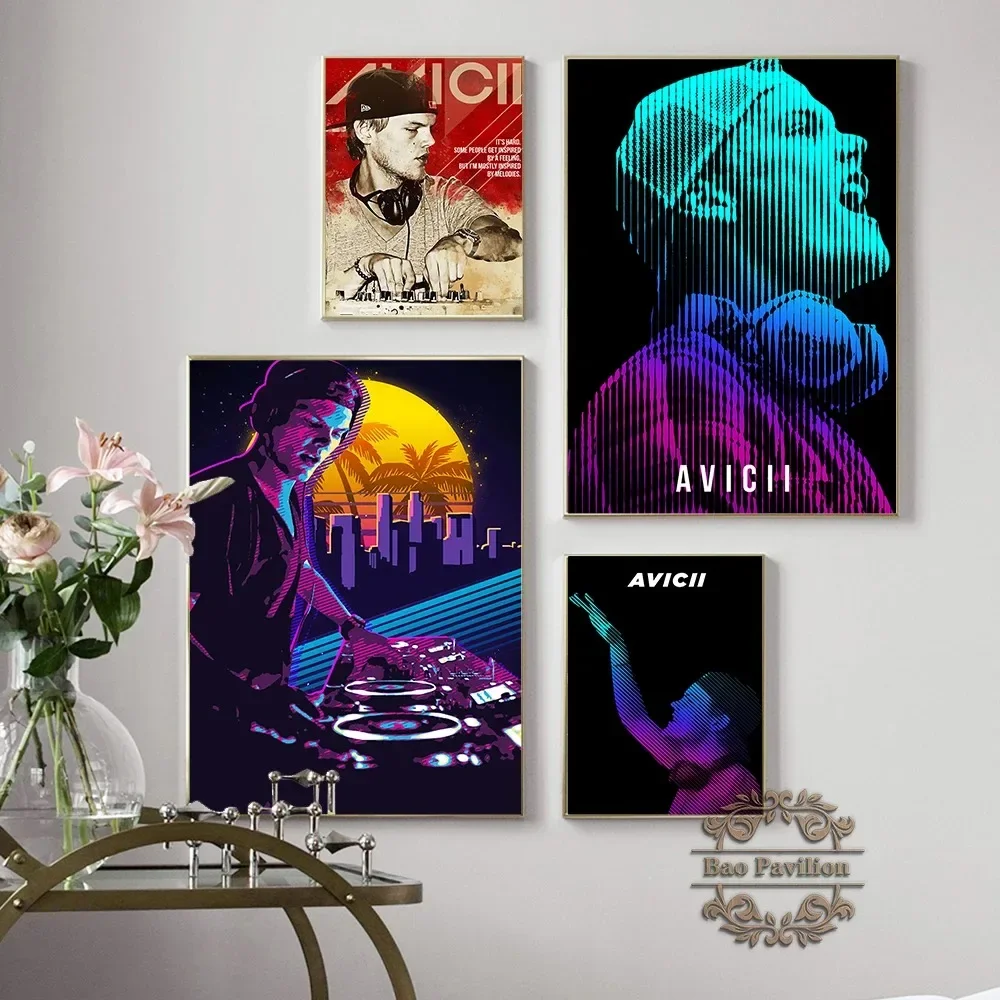 Avicii-Póster de Jockey de disco de música electrónica, impresión artística, retrato de estrella de pared, ilustración, pintura en lienzo, decoración para Bar, Pub y Club