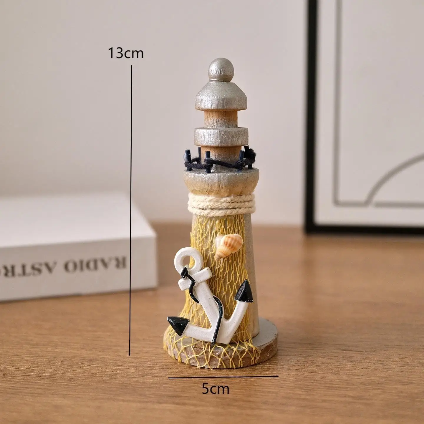 1pc Ocean-themed Mini Lighthouse Ornament, Anchor, Helmsman, and Seashell Elements Home Decor