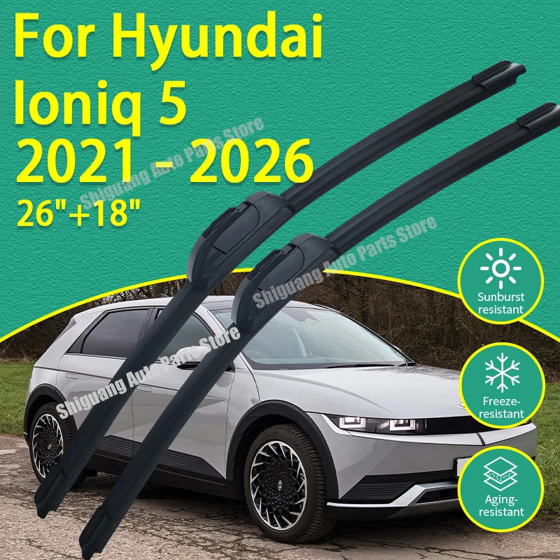 Vordere Silikonbeschichtete Scheibenwischer für Hyundai Ioniq 5 2021 - 2026 Auto-Wischer Windschutzscheiben-Wischerblätter Zubehör 2022 2023 2024