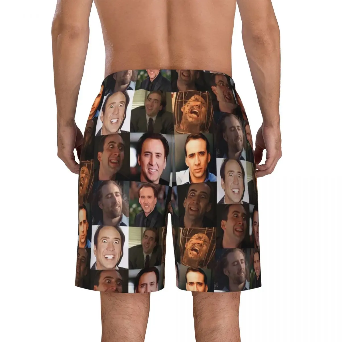 Men Gym Shorts Nicolas Cage Fashion Swimming Trunks Nick Cage Breathable Sports Surf Hot Plus Size Board Short Pants