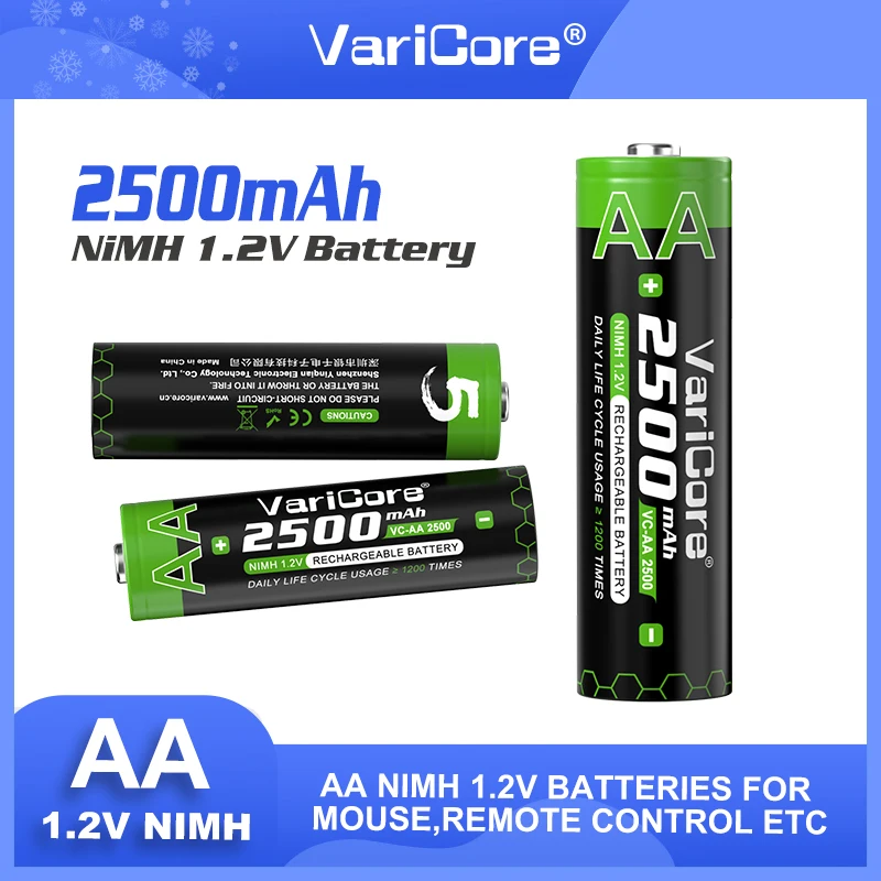 1-50PCS VariCore Nuovo 1.2V VC-AA 2500mAh Ni-MH Batteria Ricaricabile Per La Temperatura Pistola di Controllo Remoto Del Mouse giocattolo batterie