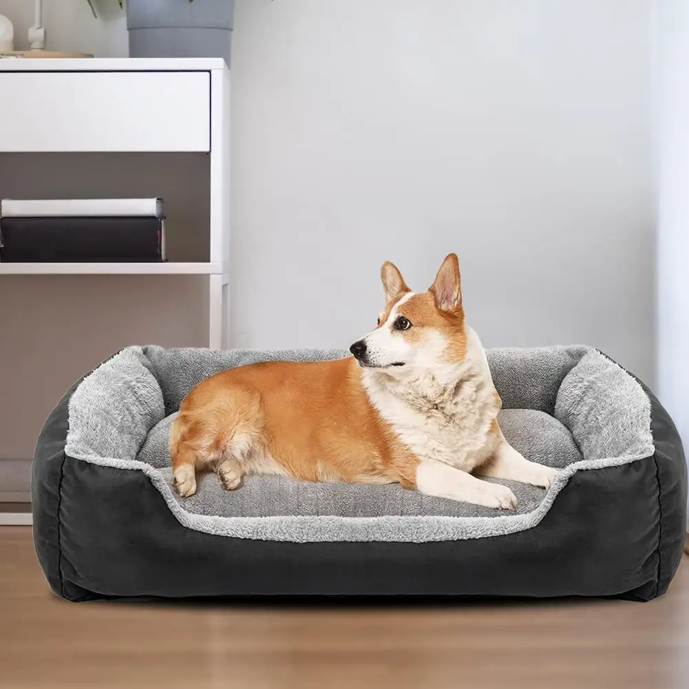 Thick Fabric Dog Bed Cozy Pet Nest Thick Fabric Long-lasting Comfort for Cats Dogs Large Space Bed for Sleeping Experience