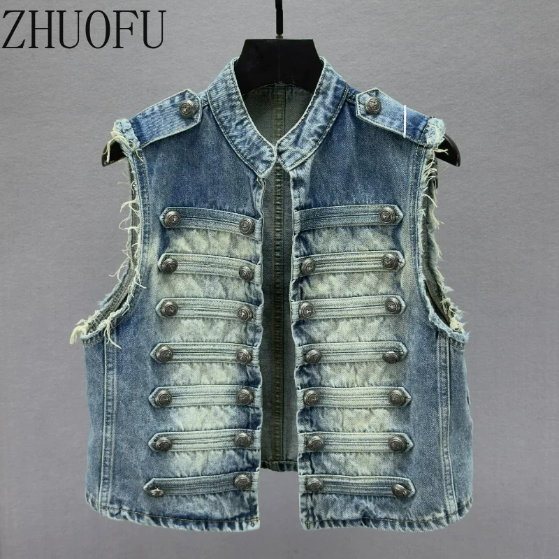 Women's Denim Vest Jacket Autumn 2026 New Sweet Cool Y2k Slimming Thin Retro Design Versatile Sleeveless Vests Jackets Ladies