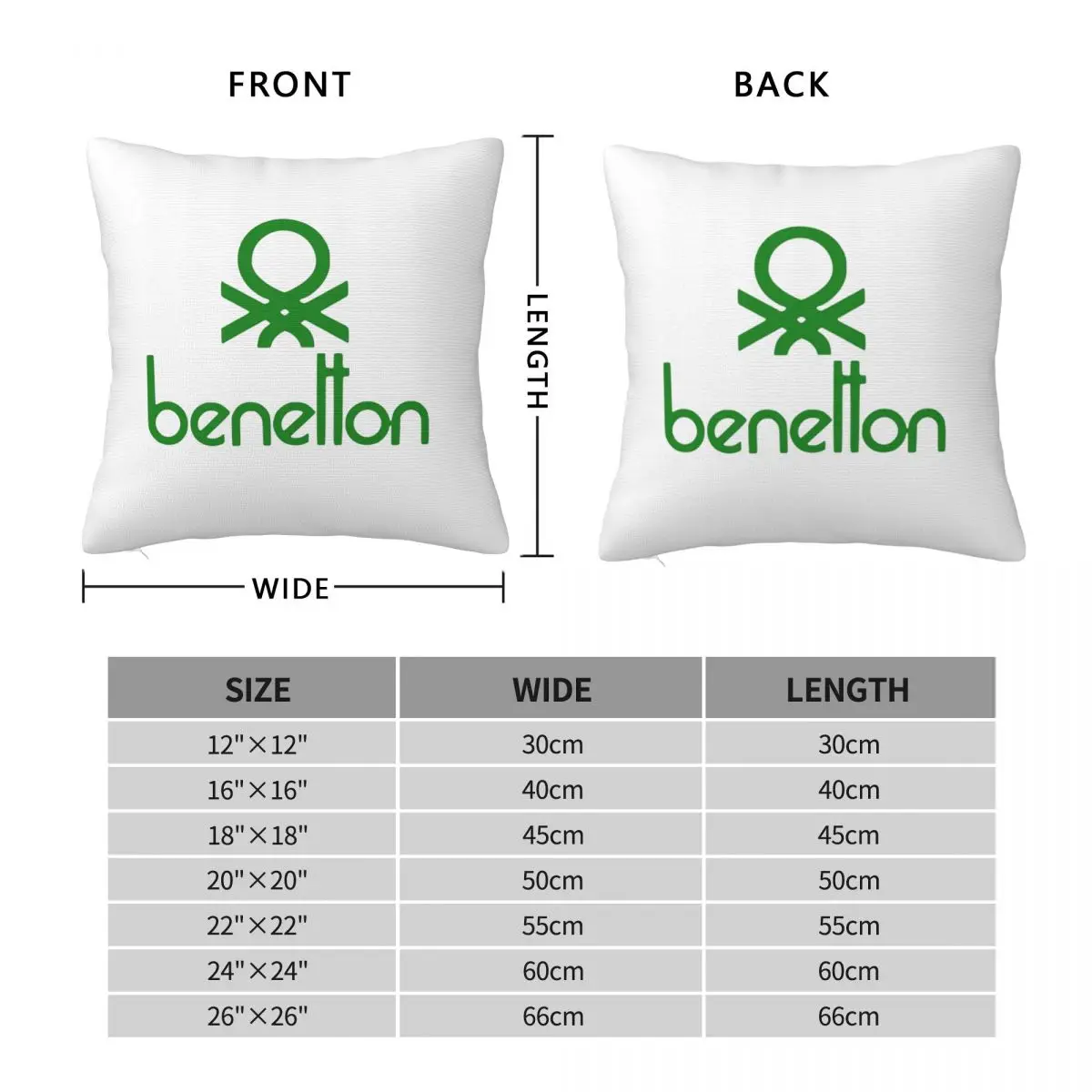 United Colors Of Benetton Square Pillowcase Pillow Cover Polyester Cushion Zip Decorative Comfort Throw Pillow for Home Bedroom