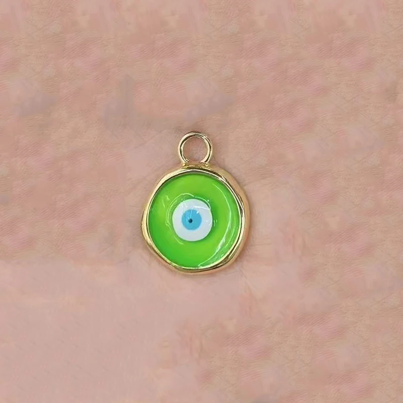 2 Pcs Enamel Devil Eye Round Pendant Diy Jewelry Making Supplies Copper Plated Gold Rim Bracelet Necklace Accessories Wholesale