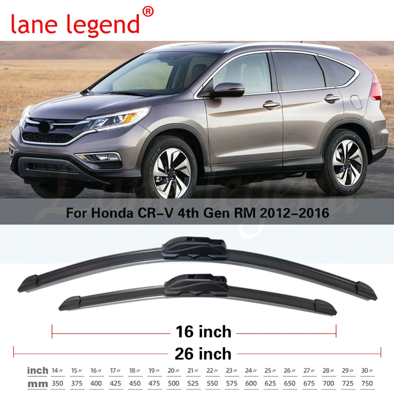 Escobillas de limpiaparabrisas para coche, accesorios de parabrisas delantero y trasero de silicona para Honda CR-V, CR V, CRV, 4ª generación, RM, 2012 - 2016