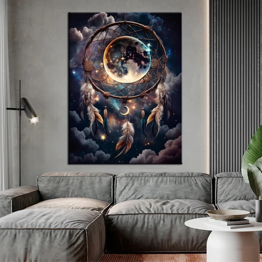 Dream Catcher and Moon Picture Full Drills 5D Diamond Painting Mosaic Embroidery Diy Cross Stitch For Home Decorations J3629