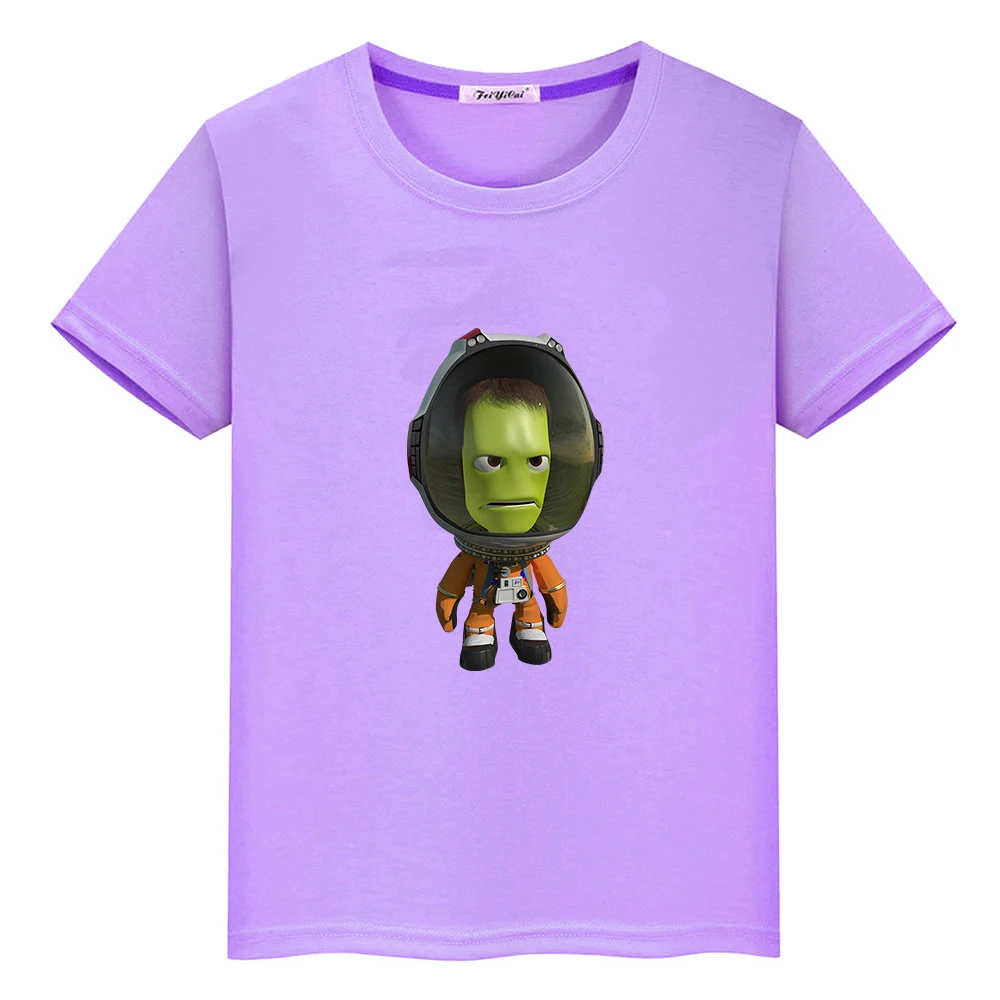 Kerball-camisetas con estampado de juego de programa espacial para niños y niñas, camisetas informales de alta calidad de algodón 100%, camisa informal de manga corta para niños