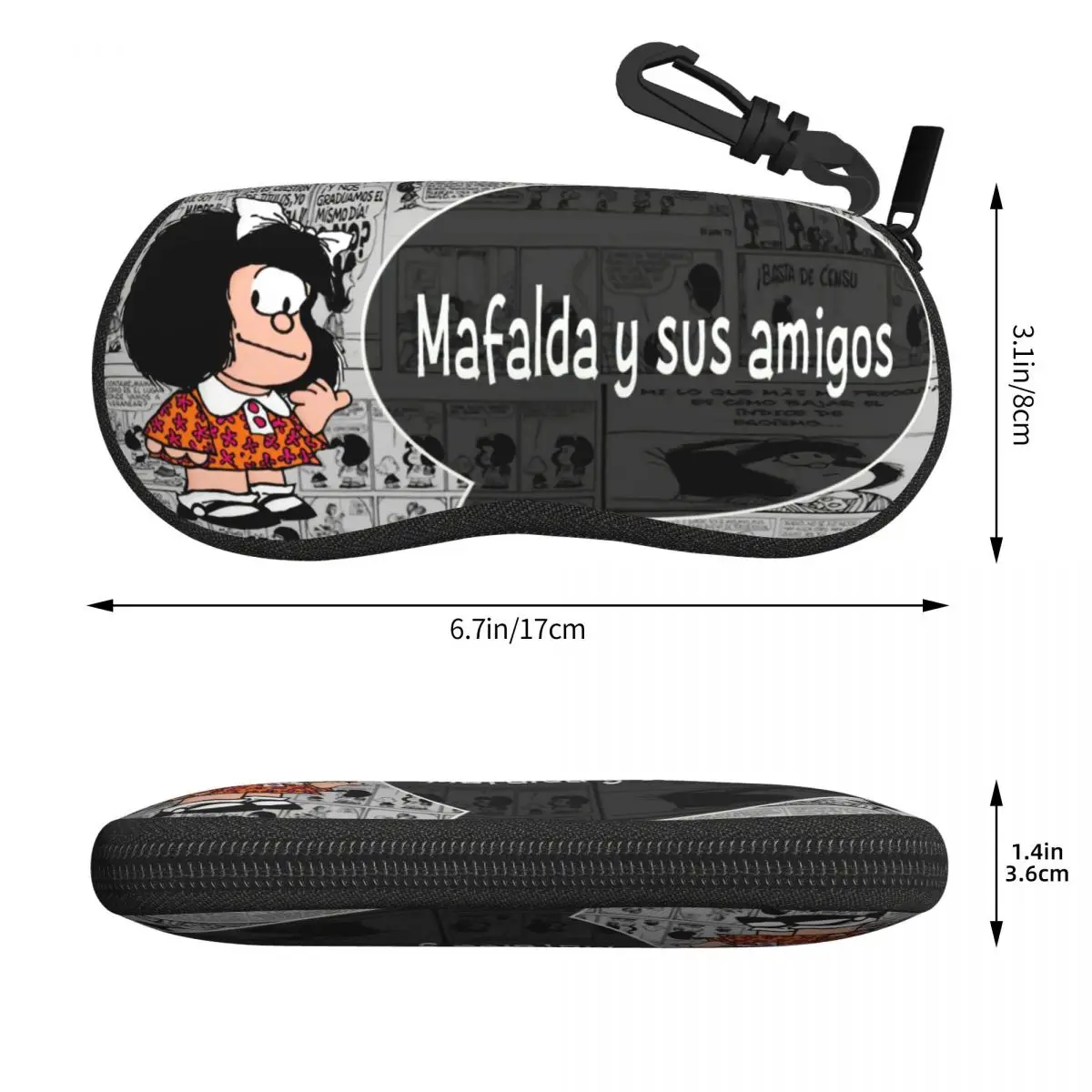 Custom Kawaii Cartoon Mafalda Sunglasses Soft Case Neoprene Zipper Anime Shell Eyeglass Case Protective Box For Glasses