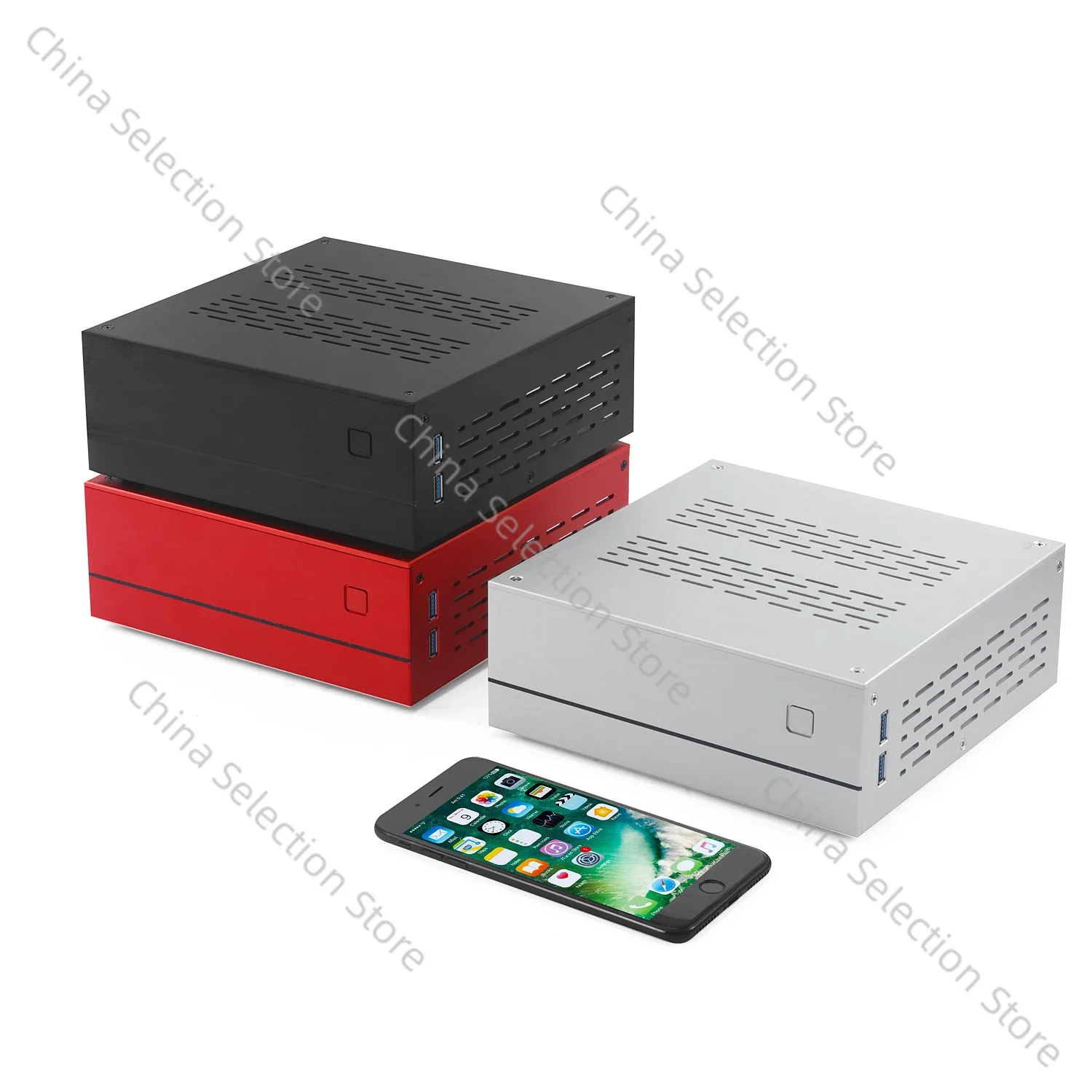 

A01 Aluminum Mini-ITX Case - Horizontal HTPC/Industrial Control Compact Chassis, Slim Small Form Factor PC Case for Home/Office