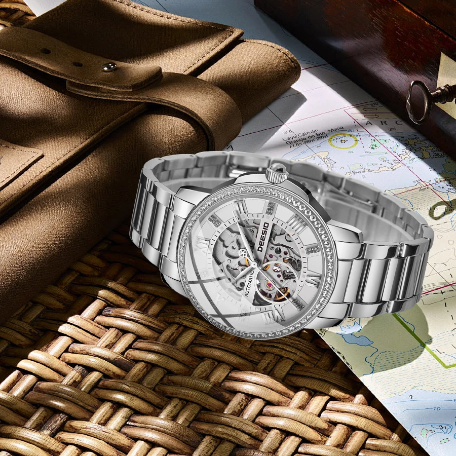 

Deesio Design Роскошные часы с ремешком E8003GC Высококачественные механические часы с автоматическим механизмом Водонепроницаемые наручные часы Мужские подарки