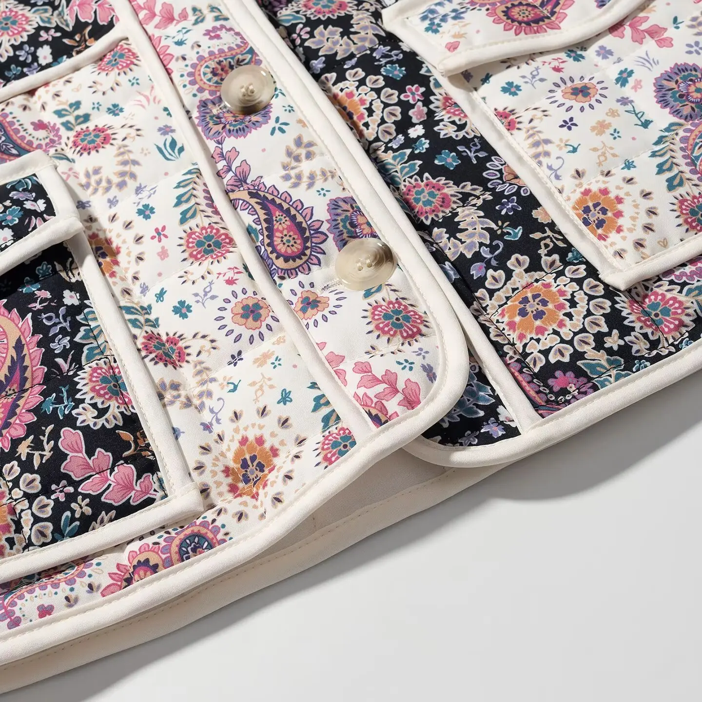 DiYiG WOMAN 2025 خريف موضة جديدة الوقوف طوق خياطة الصدر الأزهار طويلة الأكمام القطن وسادة مبطنة معطف ملابس خارجية Mujer