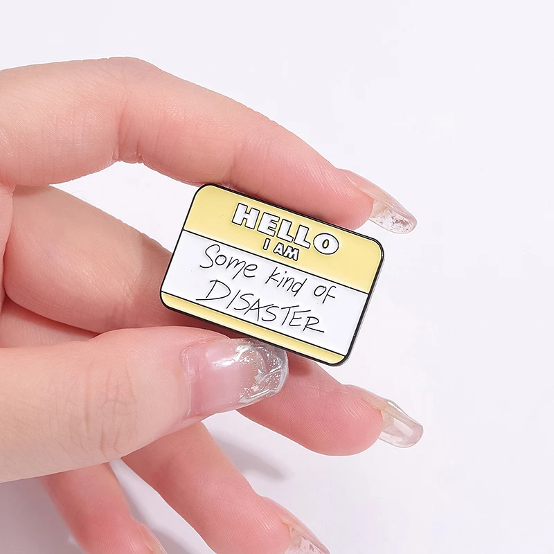 Interesting Dialogs Hello I Am Enamel Pins Funny Proverb Brooch Lapel Badge Rainbow Colrful Square Pin Accessories for Backpack