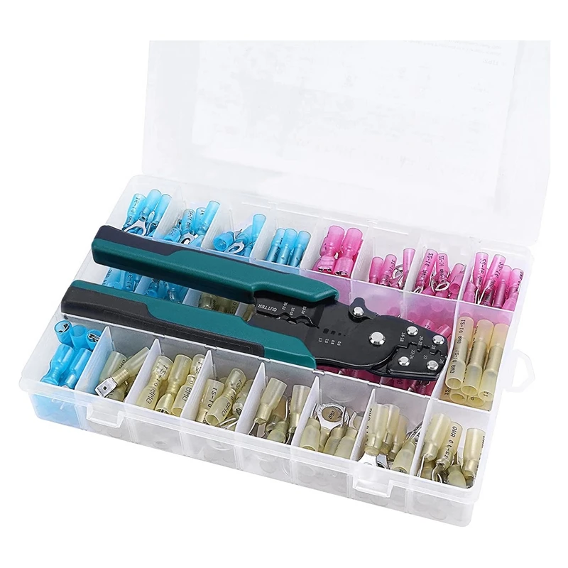Kit di strumenti di crimpatura con ghiera per connettori con puntali da 200 pezzi connettori per cavi elettrici isolati, KIT di crimpatura per cavi