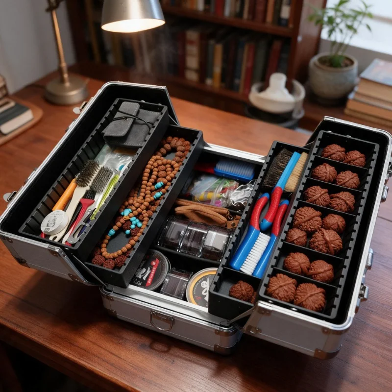Multi Layer Bracelet Storage Box Large Capacity Walnut Organizer Boxes Multifunctional Jewelry Collection Box Handheld Toolbox