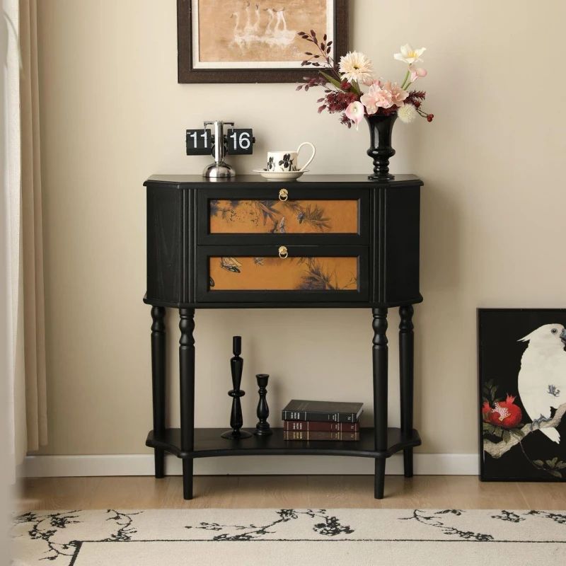 Retro entrance rack in the ancient style foyer locker corridor facing the door decorative cabinet