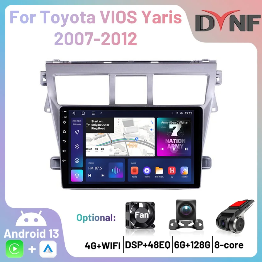 

Carplay Multimedia Player 2Din Car Radio 4G Android GPS Navigation Autoradio For Toyota VIOS Yaris 2007 2008 2009 2010 2011 2012