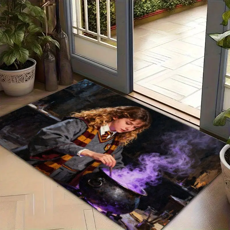 1PC Harry Potter Hermione Granger Potions Class Fantasy Floor Mat, Magic Wizarding World Themed Non-Slip Area Rug for Living Roo
