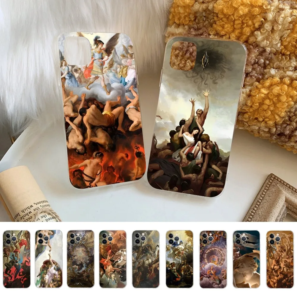 Art Fresco Michelangelo Creation of Adam Case For iPhone 14 13 12 Mini 11 Pro XS Max X XR SE 6 7 8 Plus Soft Silicone Cover