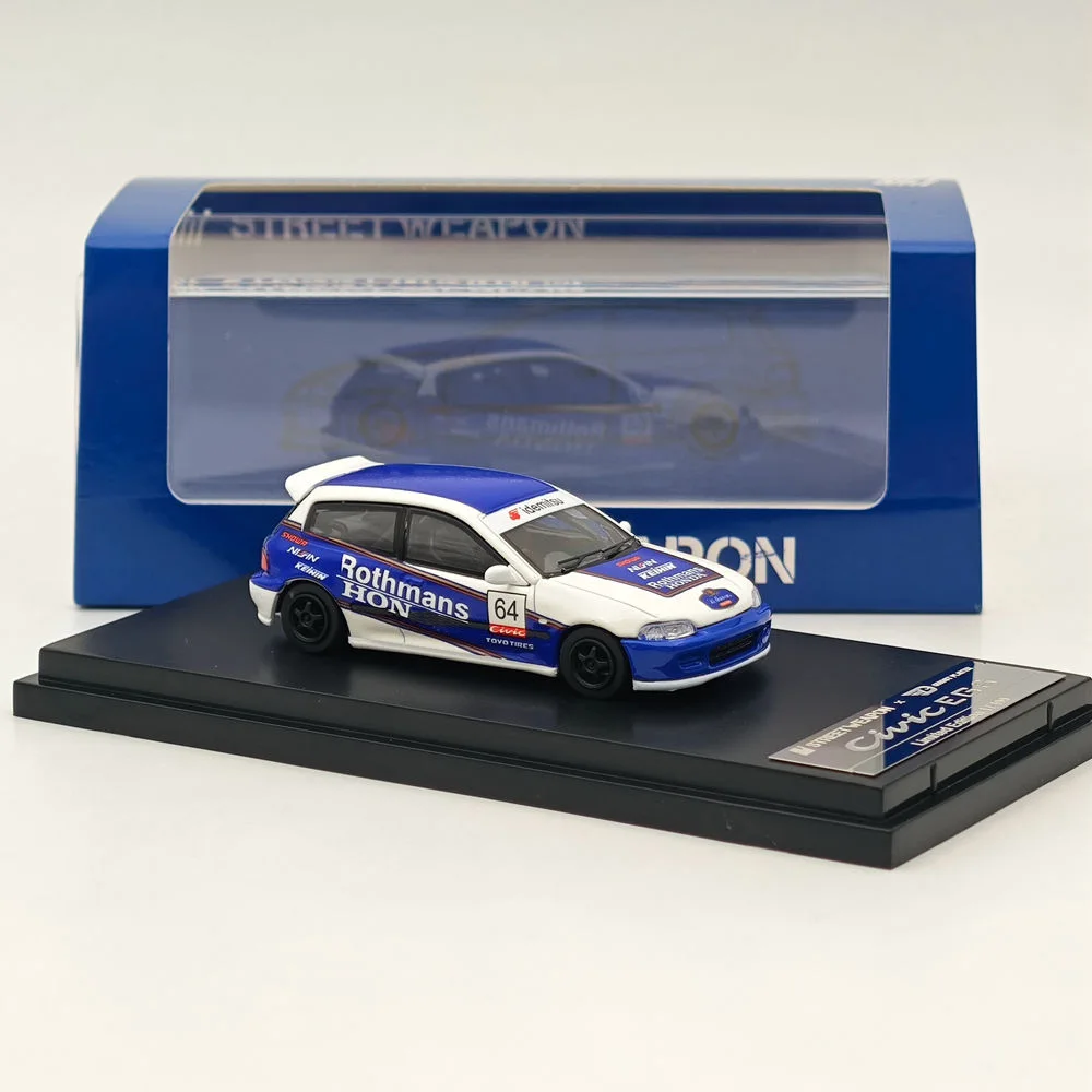 1:64 Street Weapon SW for CIVIC GEN.5 Spoon EG6 ROTHMANS #64 Diecast Models Car Collection Auto Toys Gift