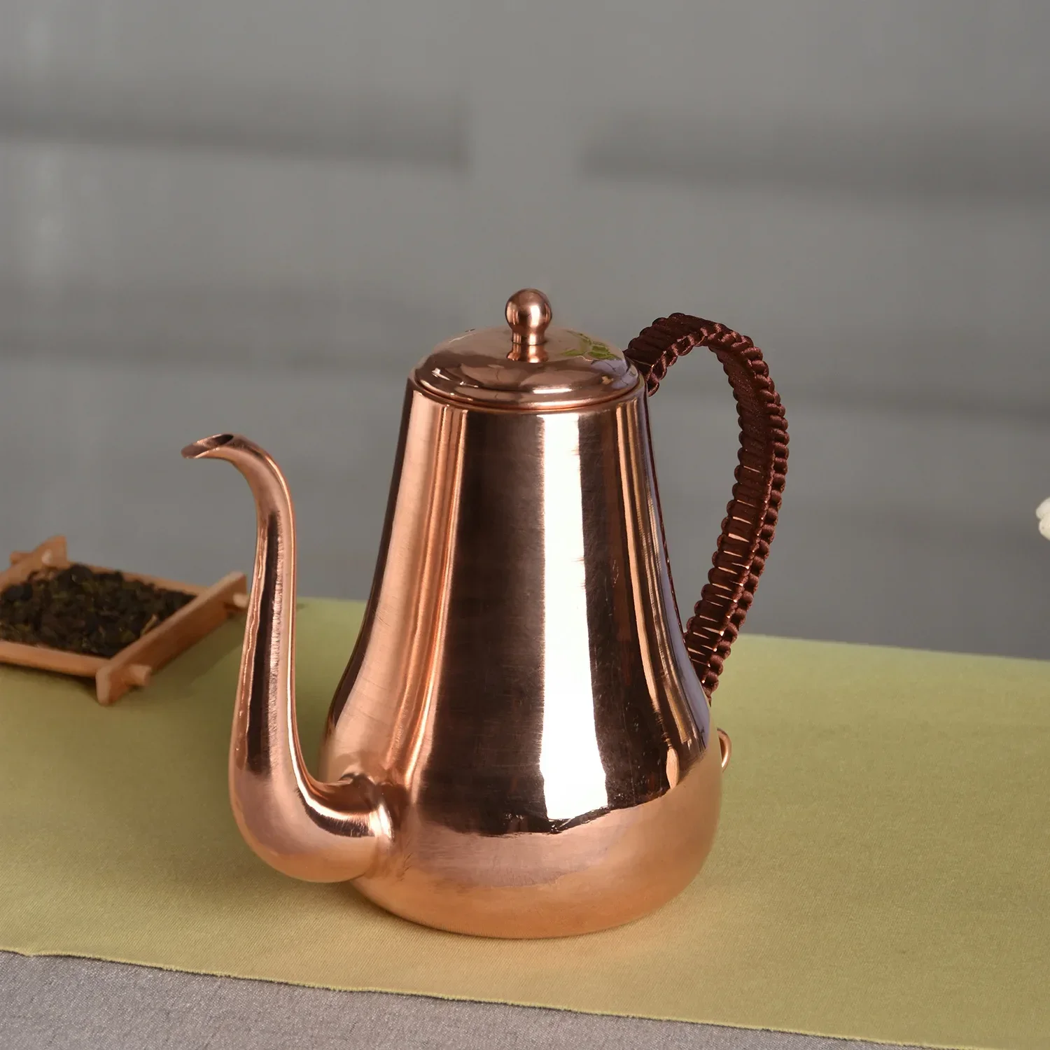 Copper Kettle Pot Fine Mouth Pot Pure Handmade Hammer Pattern Kettle Crane Mouth Coffee Water 1 Liter Kitchen Oil Pot