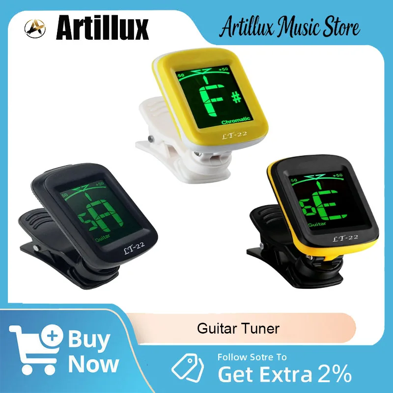 

Artillux Guitar Tuner Portable ABS Clip on Tuner with Bright LCD Display Long Lasting Battery for Multiple Music Instrument