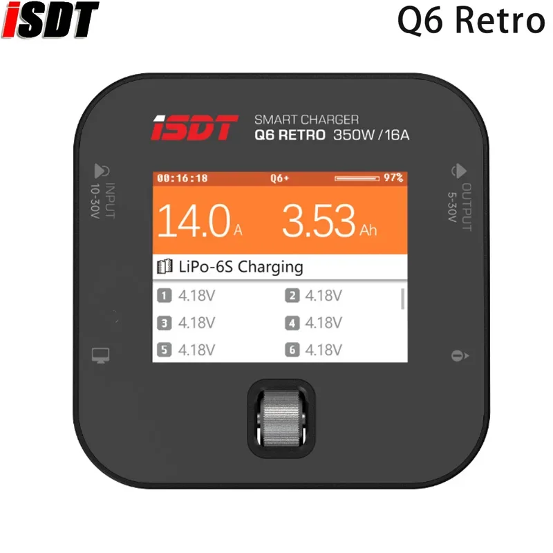 isdt-q6-retro-350w-16a-dc-lipo-battery-balance-charger-discharger-for-2-6s-digital-battery-li-po-li-hv-li-ion-li-fe-nimh-ni-cd