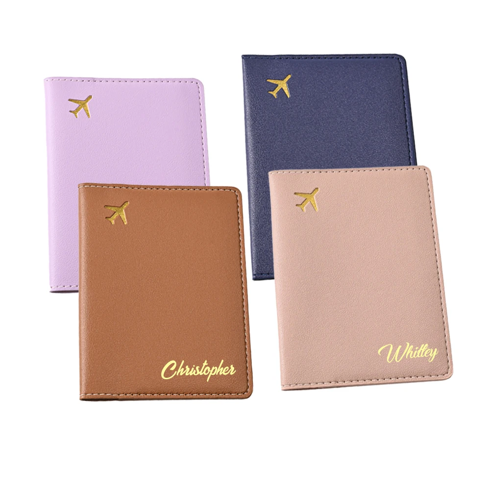 Couverture de passeport en PU avec nom personnalisé, cadeau de mariage pour meilleur homme, demoiselle d'honneur, cadeau de voyage de mariage, cadeau personnalisé pour elle