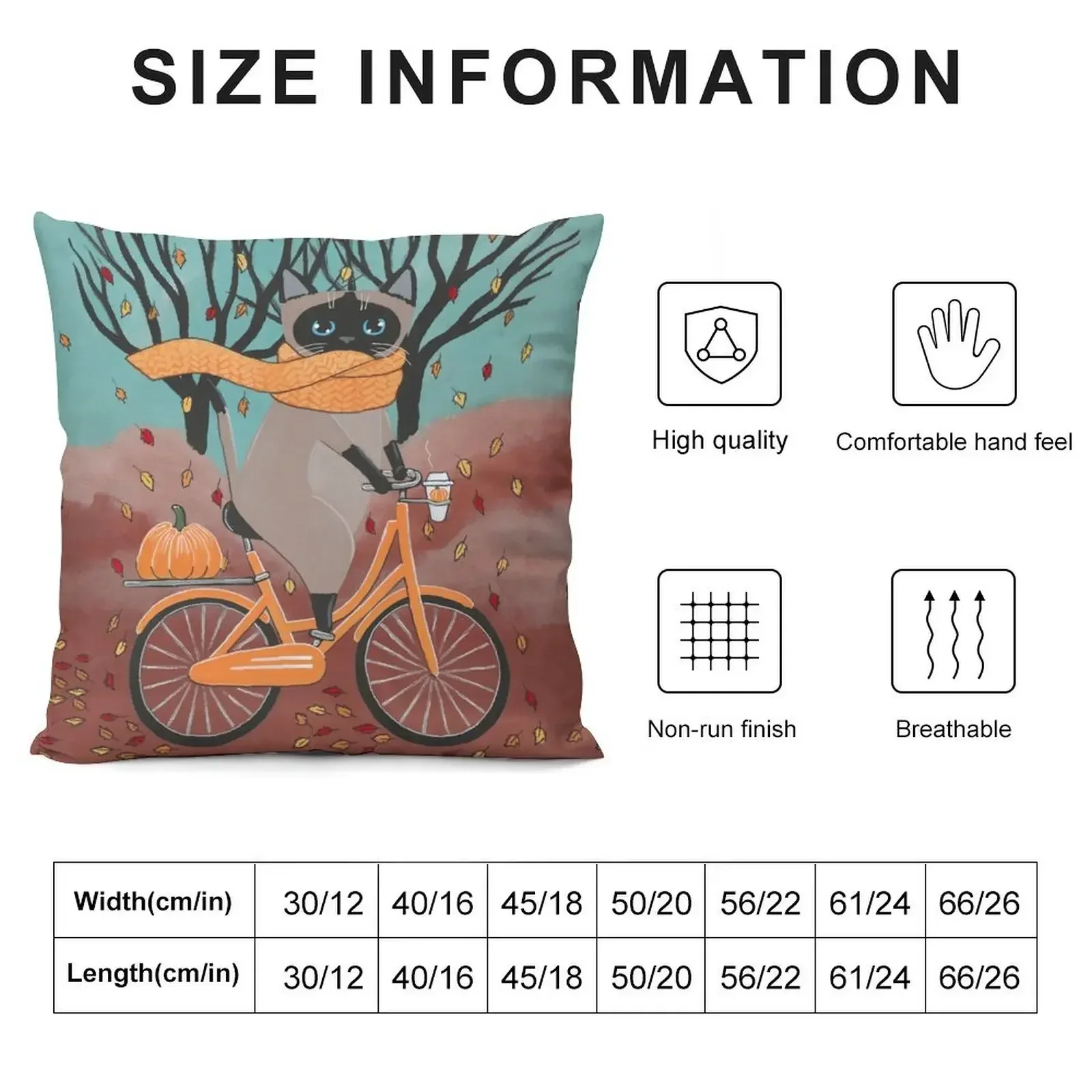 Autumn Siamese Cat Bicycle Ride Throw Pillow Sofa Covers Bed pillowcases Pillow Cover pillow