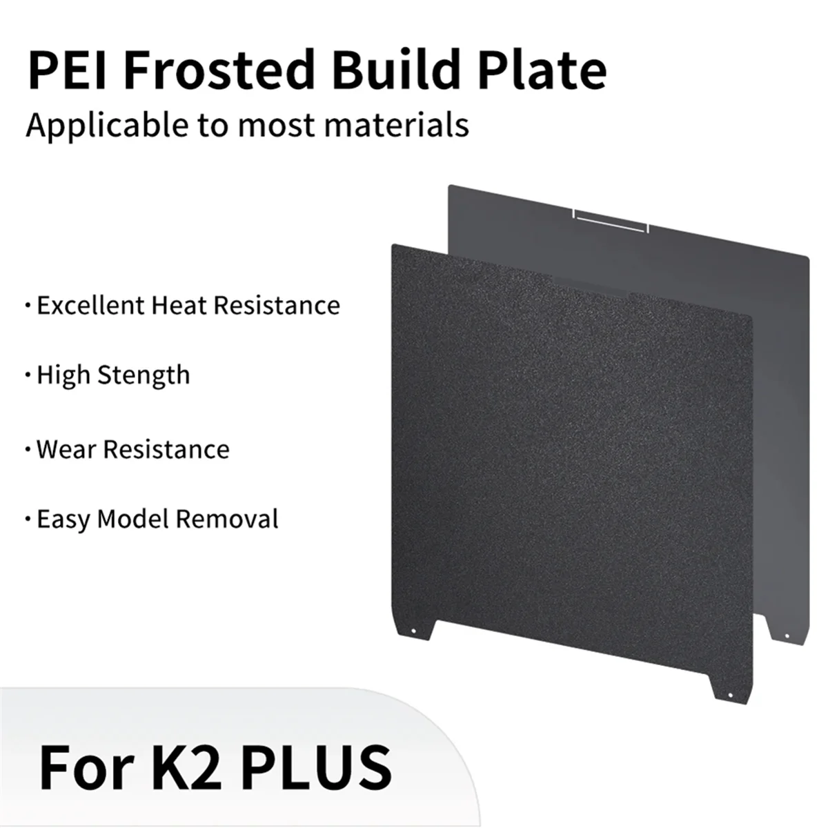 ABLG For K2 Plus PEI Frosted Build Plate Excellent Adhesion High Flatness High Strength and Wear Resistance