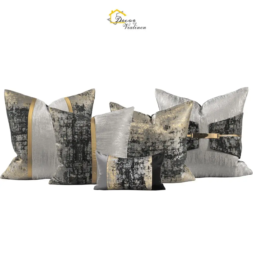 Shinny Throw Pillow Cases Silver and Black Gold Cushion Cover Fashion Belt  For Home Decoration