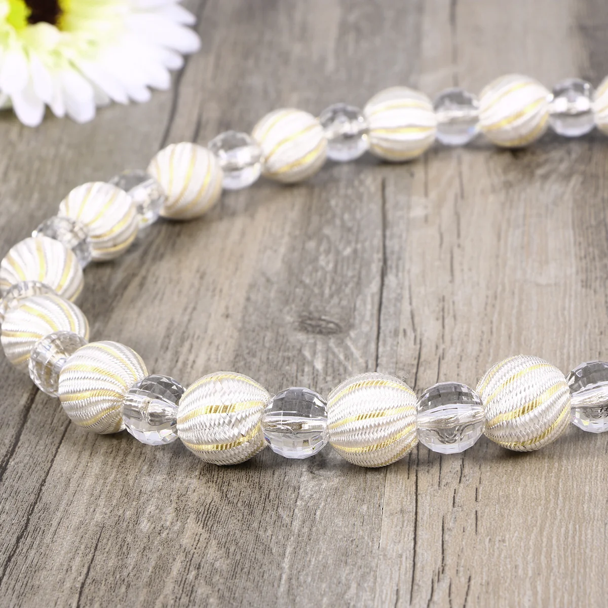 2 Stück Vorhang-Raffhalter, silberfarben, weiß, Acryl, Perlen-Drapierung, 70,5 cm lang, für Fensterdekoration, verstärkte Kordel, keine Werkzeuge erforderlich