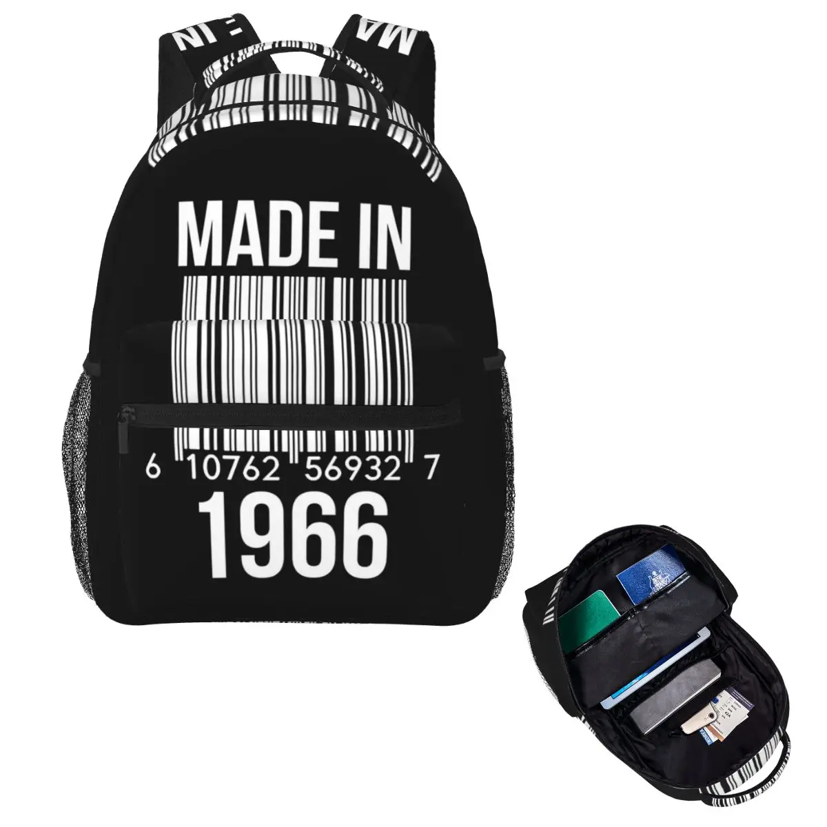 Made In 1966 Graphic 60 Years Of Perfection Print Student Backpack School Bag Daypack for Men Women Fashion Bookbag Shoulder Bag