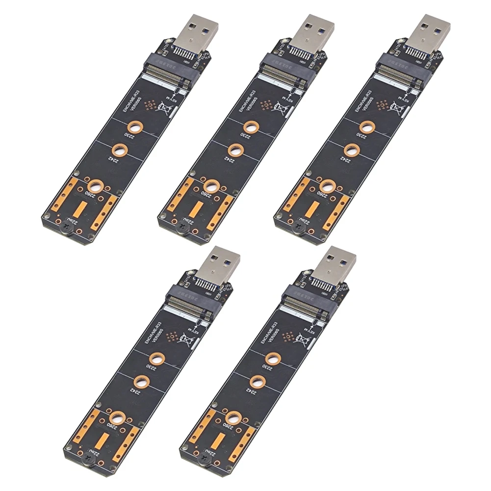 

5X M.2 NVME SSD to USB3.2 GEN2 10Gbps Adapter M.2 NVME SSD Adapter for 2230 2242 2260 2280 NVME M.2 SSD RTL9210B