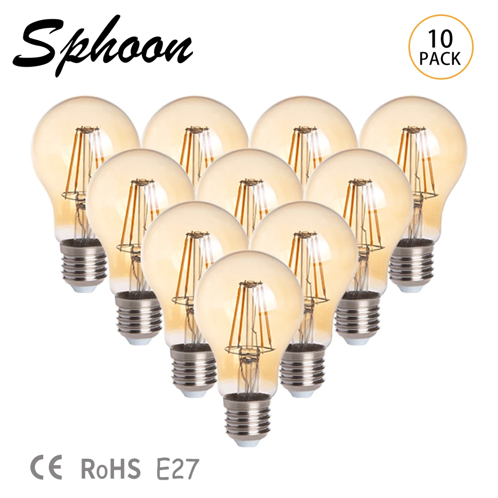 

Vintage Edison A19 LED Bulb 4W/8W Retro Night Light Ceiling Lamp Replacemen Room Decorationt 220V E27 Socket Chandelier Light