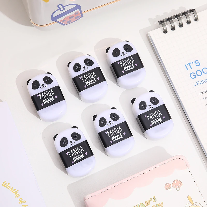 Kawaii Panda Erasers with Sharpener Cute Rubber Pencil Erasers for School Korean Stationery Correction Tools Office Supplies