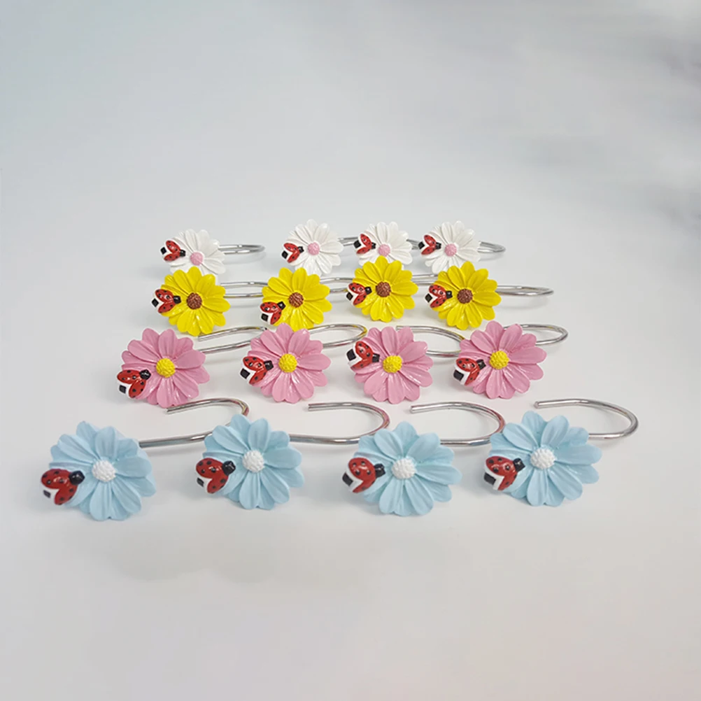 

12PCS Shower Curtain Hooks Resin Materials Safe Good Load Bearing Bathroom Accessories Home Hanging Decorations