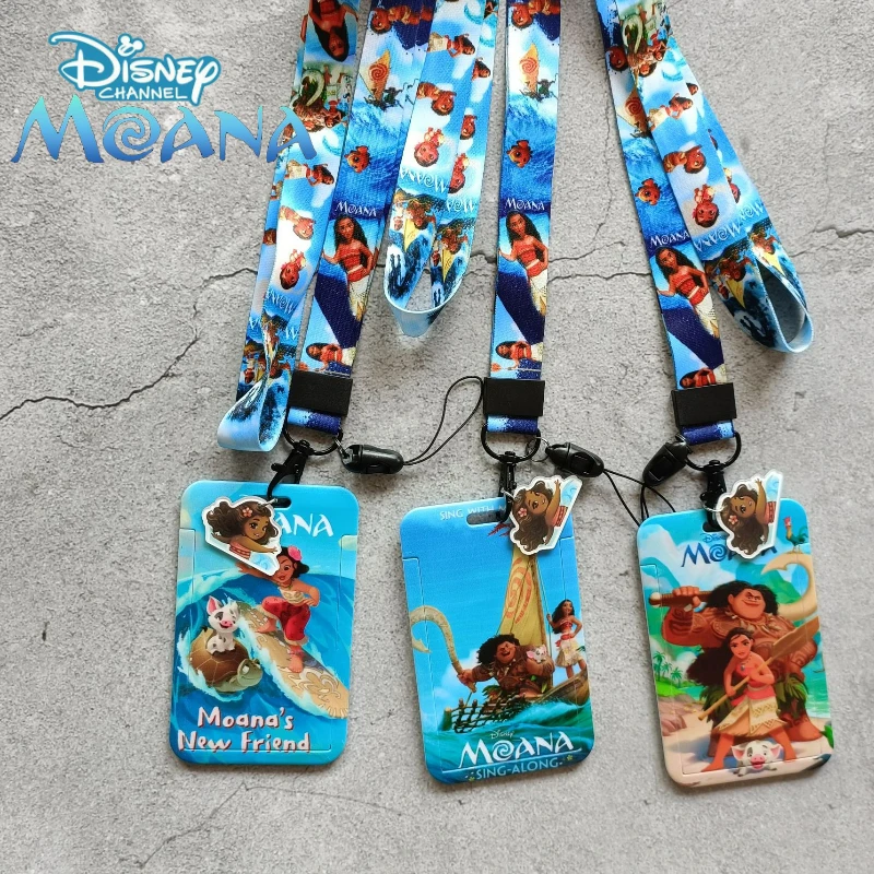 Disney Sailing Princess Moana Lanyard Anime Cartoon ID Bank Card Student ID Card Long Lanyard Keychain Necklace Birthday Gift