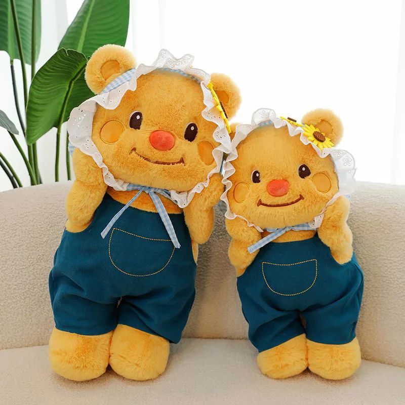 

Butter Bear Plush Toy with Daisy Headband Cute Soft Stuffed Animal Bear Plushie for Girls Birthday Gift Companion Doll Sweet