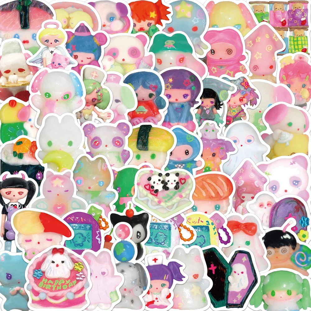 56Pcs Cute Cartoon Clay Avatar Sticker Phone Case Guitar Suitcase Bottle Laptop iPad Decoration Waterproof DIY Gifts Decal